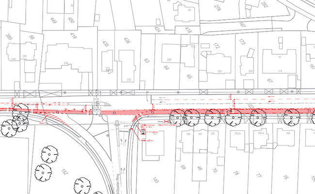 L&uuml;tticher Stra&szlig;e Planung Radweg li